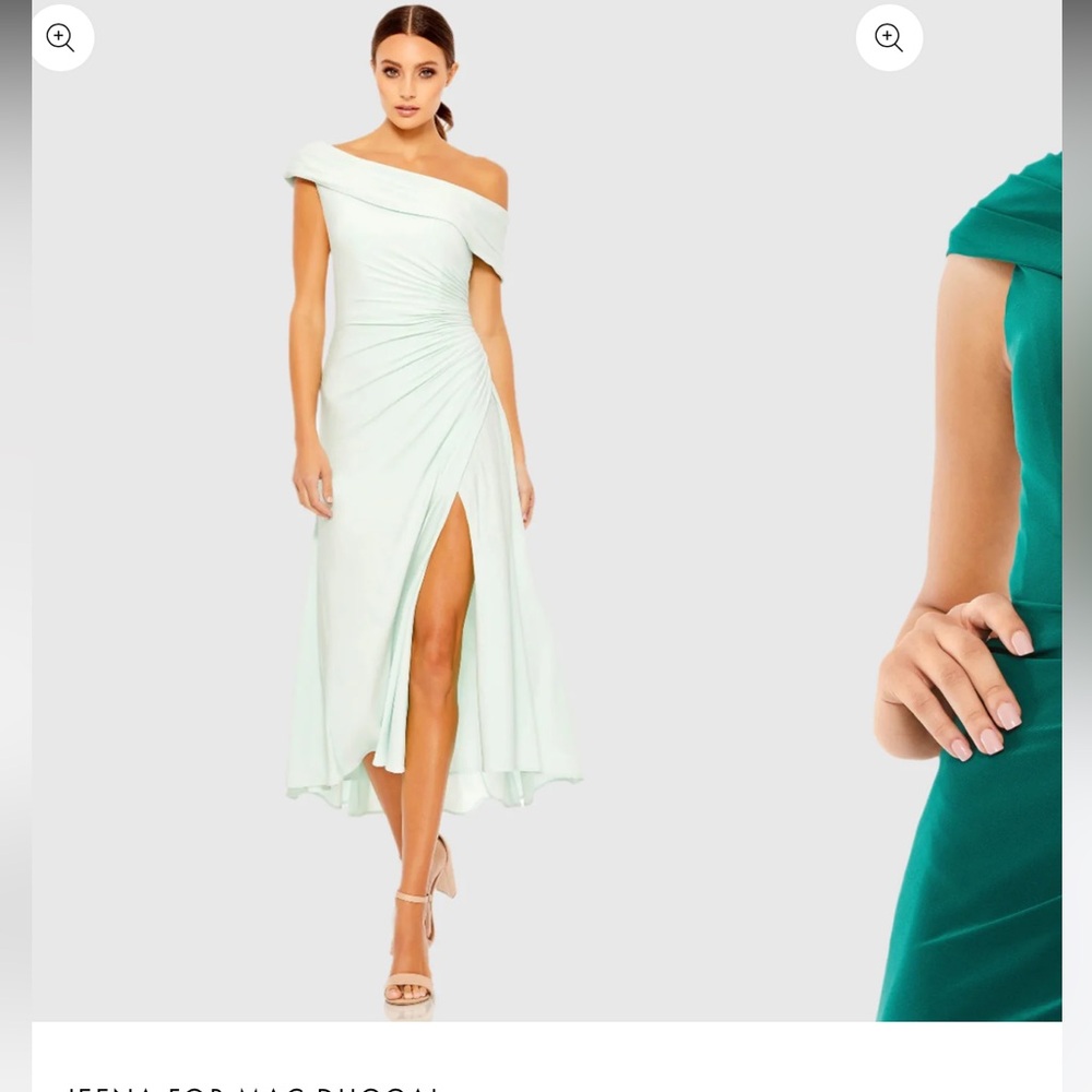 Mac Duggal size 8 Ruched Off-The-Shoulder Midi Dress